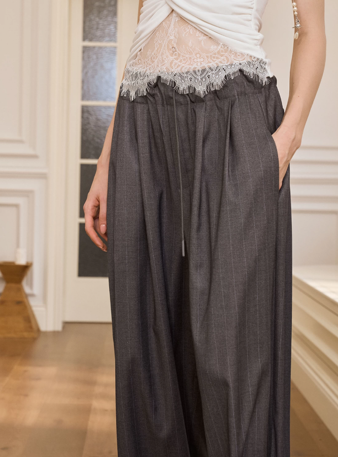 Silver Drift Striped Wide-Leg Pants