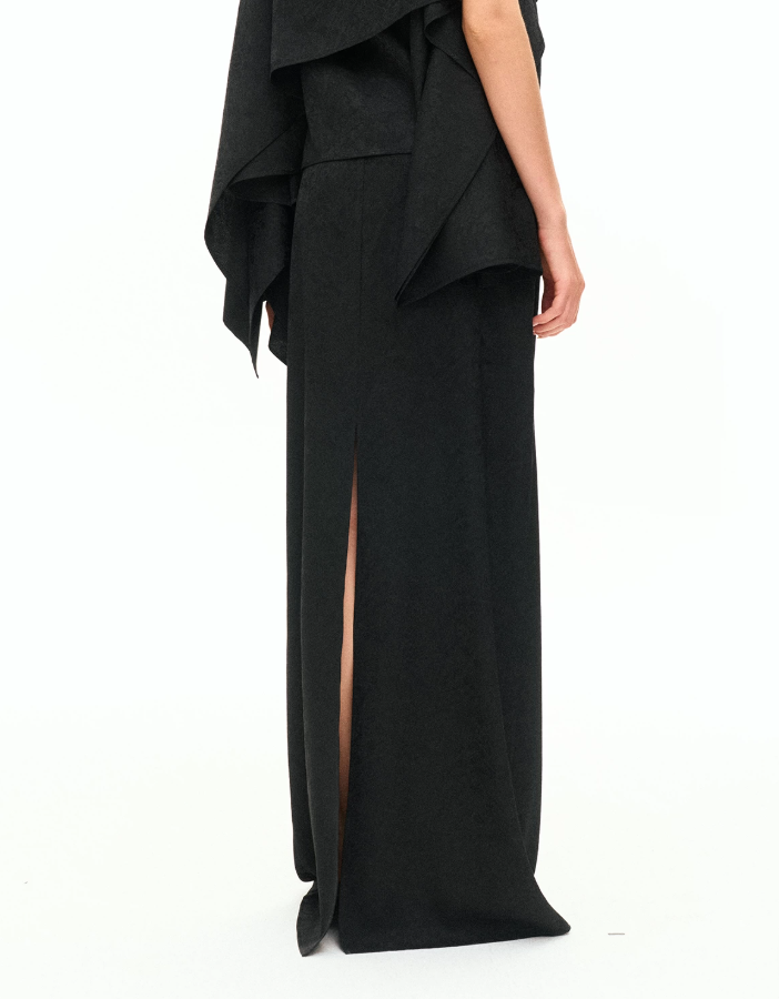 Noir Eclipse Slit Midi Skirt