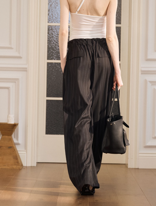 Midnight Drift Striped Wide-Leg Pants