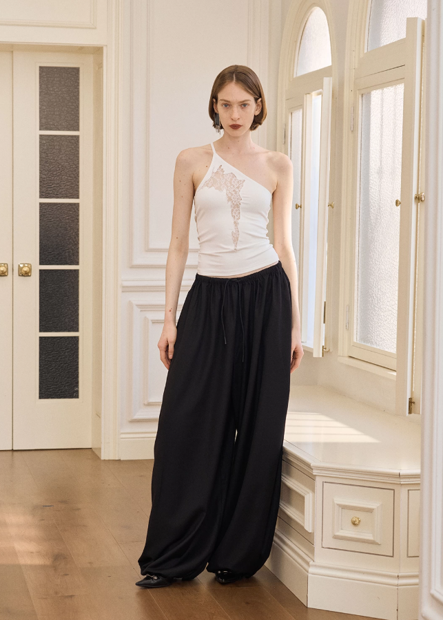 Noir Asymmetry Lace Cami