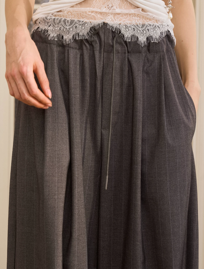 Silver Drift Striped Wide-Leg Pants