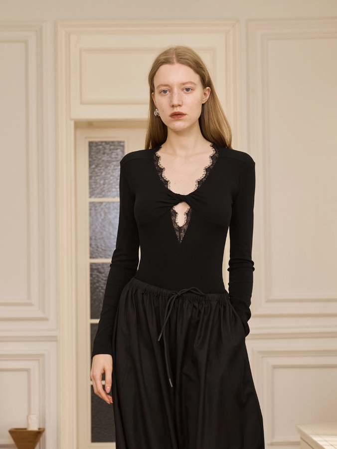 Lace Heart V-Neck Bodysuit