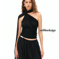 Elysian Ribbon One-Shoulder Bandeau Top