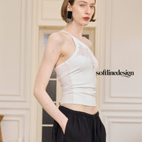 Noir Asymmetry Lace Cami