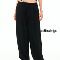 Noir Lantern Wide-Leg Pants