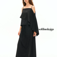 Noir Eclipse Slit Midi Skirt