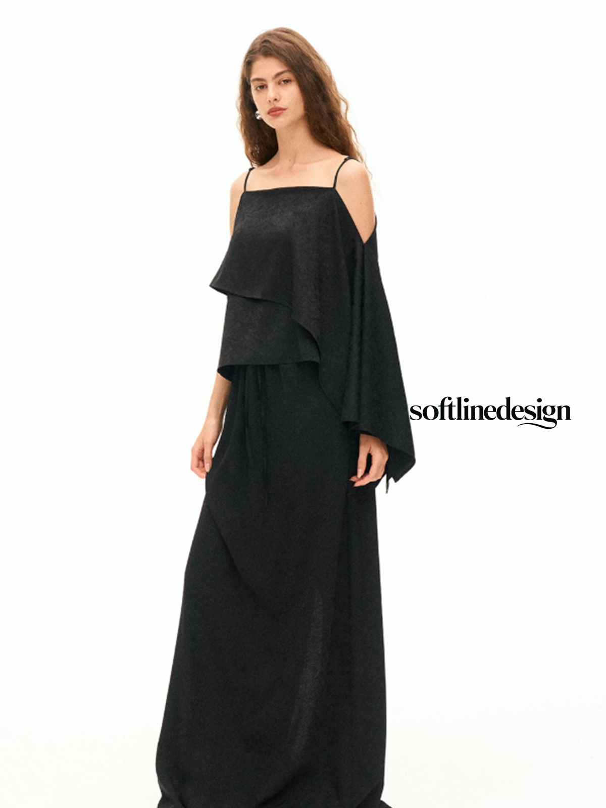 Noir Eclipse Slit Midi Skirt