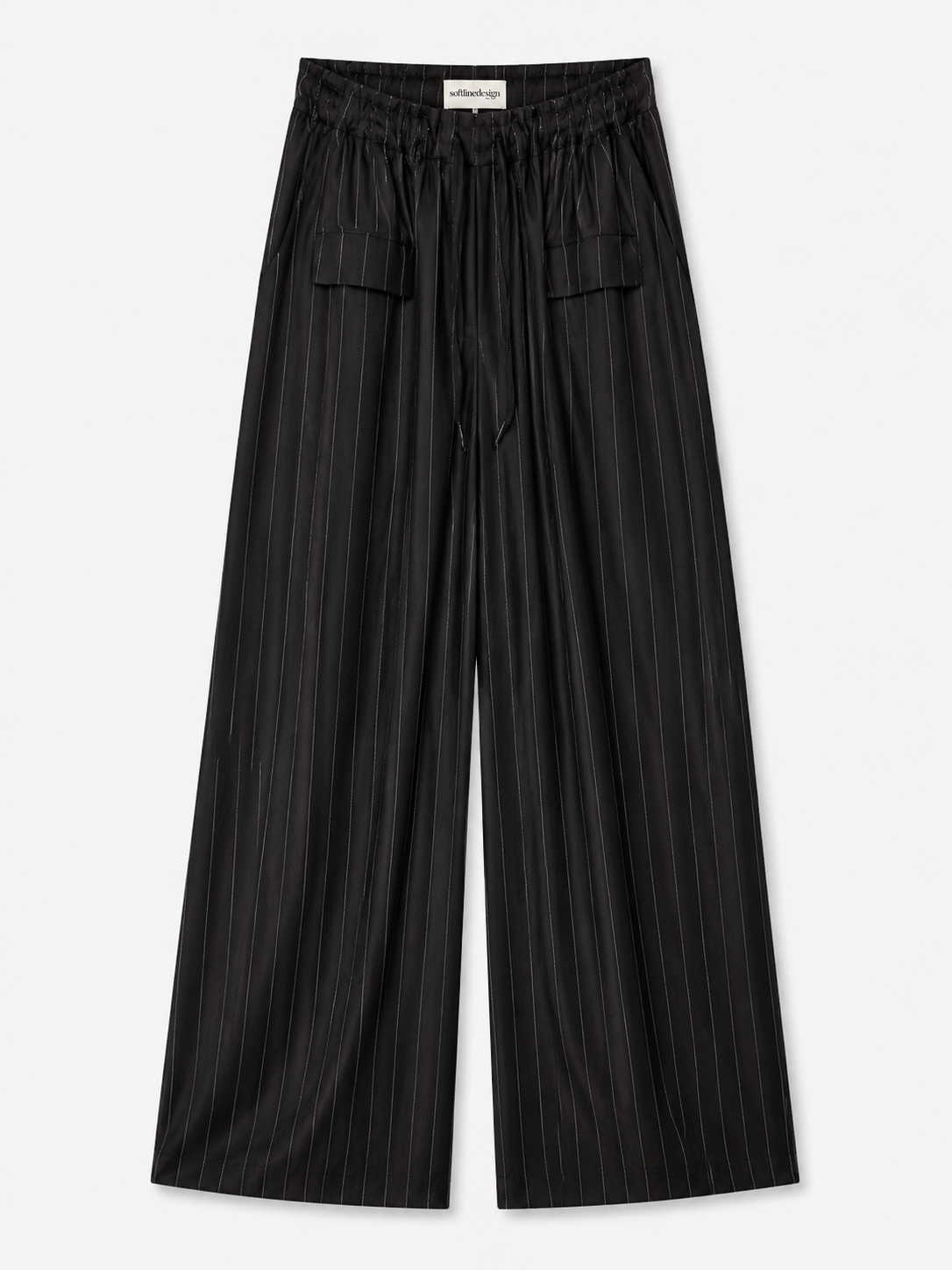 Midnight Drift Striped Wide-Leg Pants