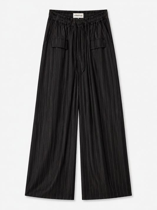 Midnight Drift Striped Wide-Leg Pants