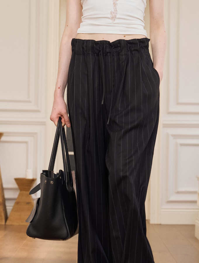 Midnight Drift Striped Wide-Leg Pants