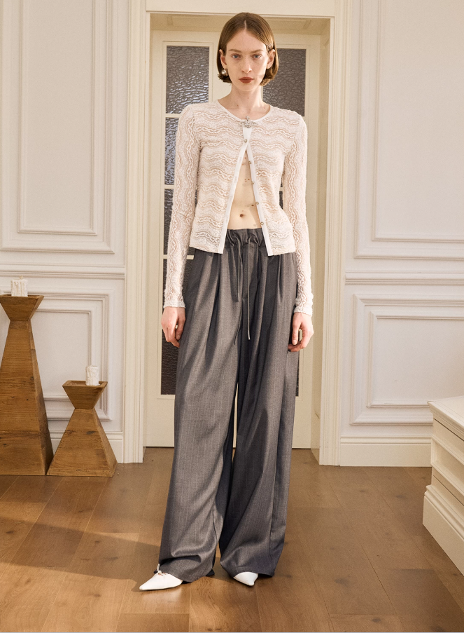 Silver Drift Striped Wide-Leg Pants