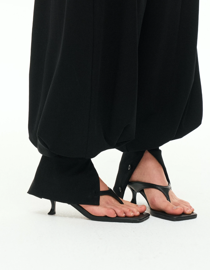 Noir Lantern Wide-Leg Pants