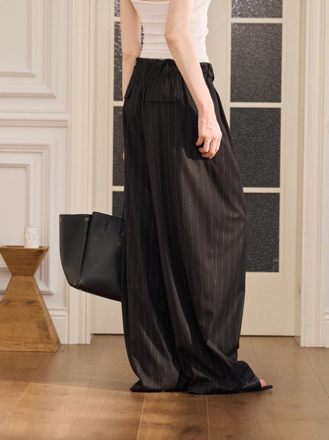 Midnight Drift Striped Wide-Leg Pants