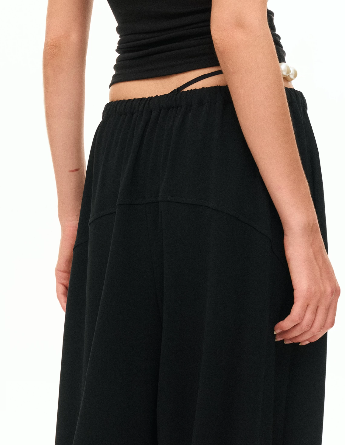 Noir Lantern Wide-Leg Pants