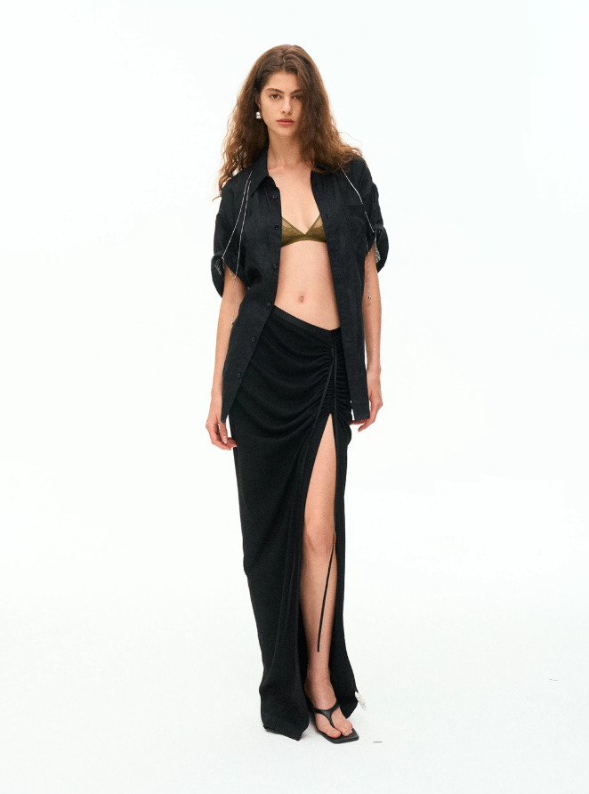 Muse High-Slit Midi Skirt