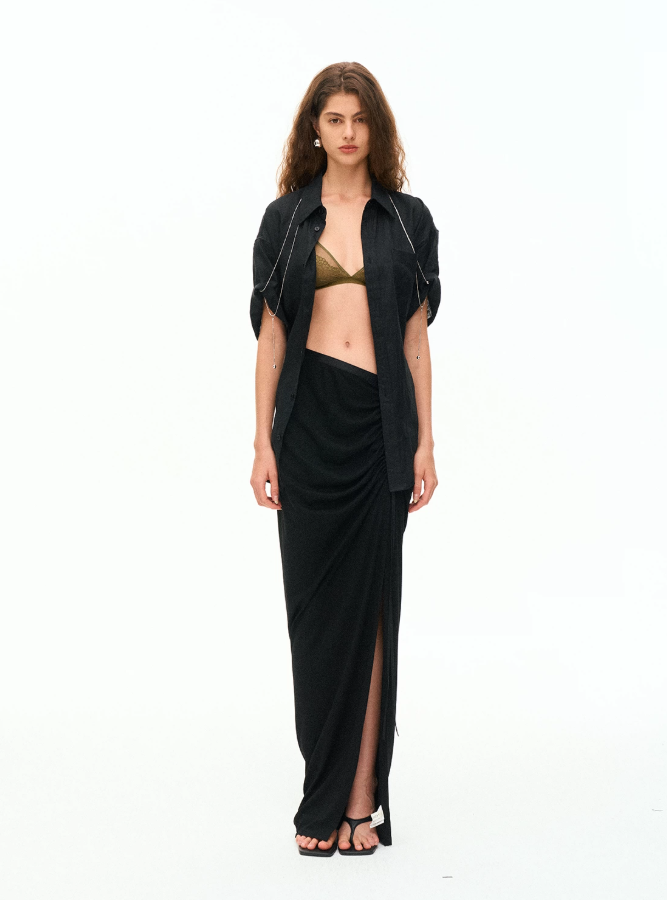 Muse High-Slit Midi Skirt