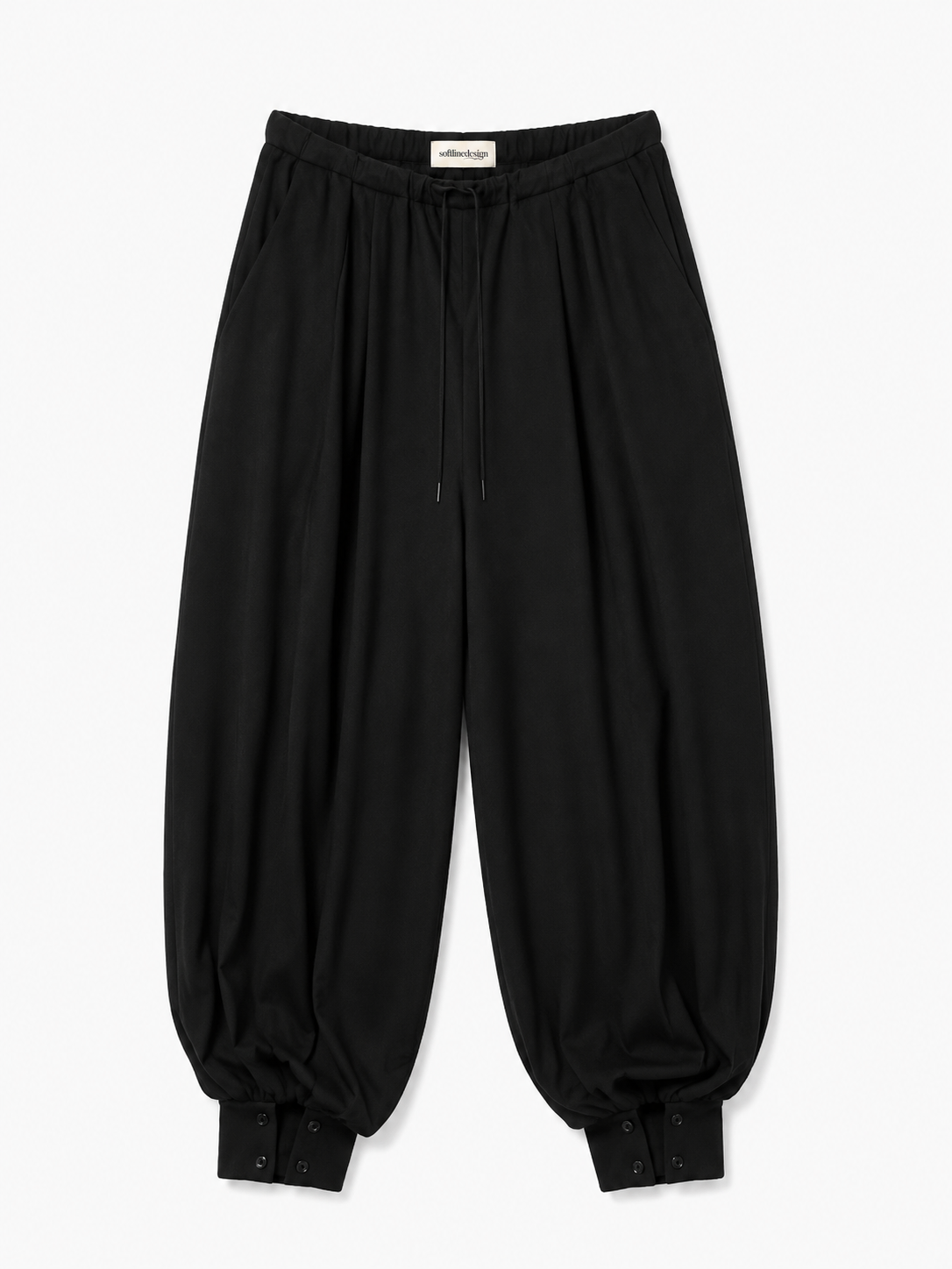 Noir Lantern Wide-Leg Pants